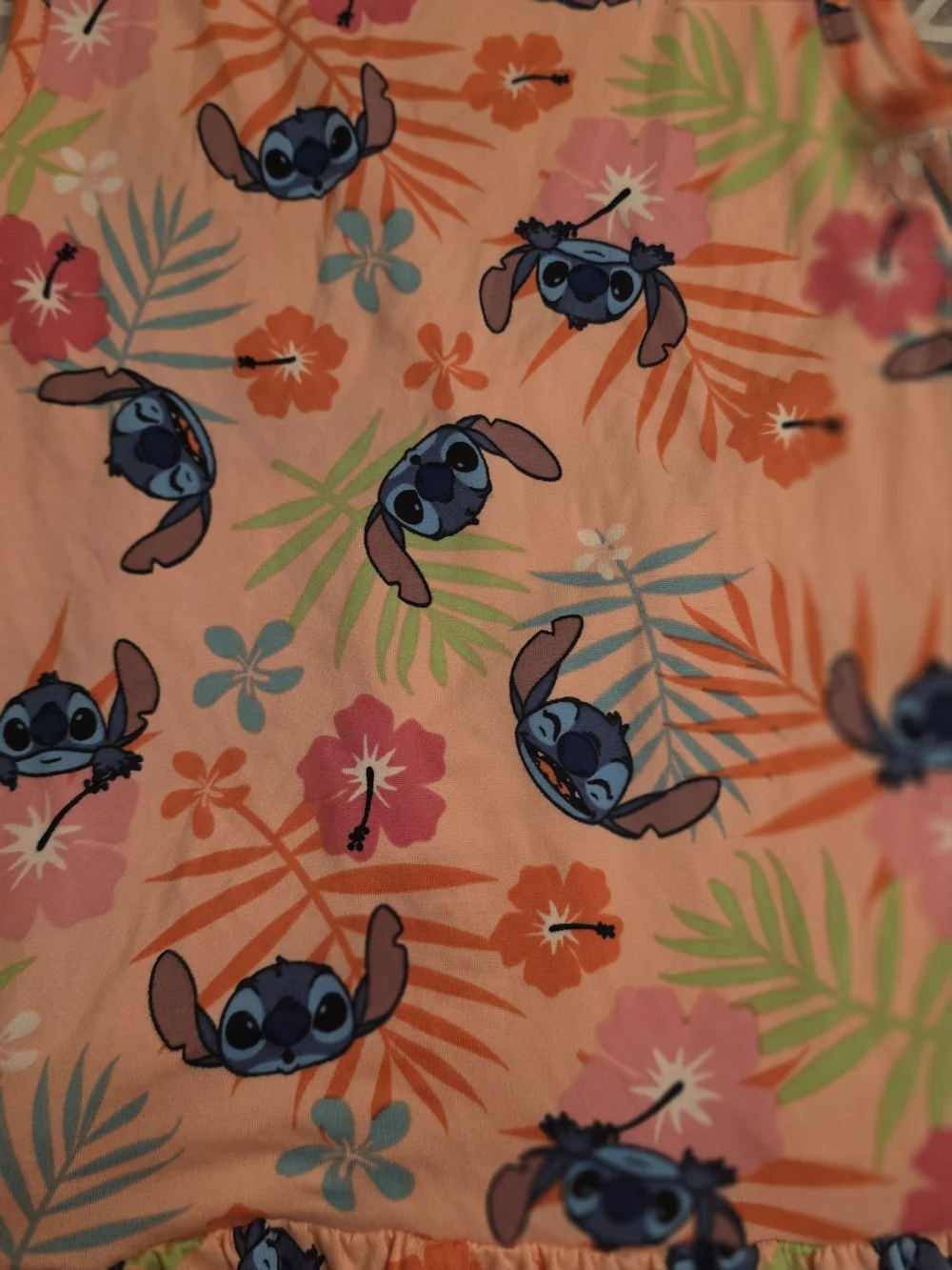 🌼Disney Girls' Stitch Tropical Print Peach & Light Blue Tank Dresses